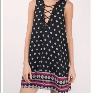 Tobi lace up sleeveless aztec print dress